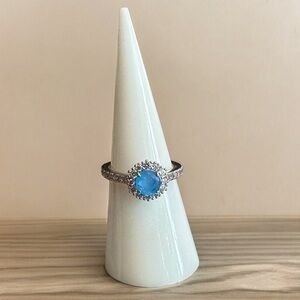 Bomb Party Blue Ice Crystal and CZs - Rhodium Plating - Size 6